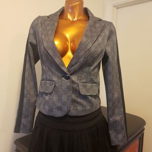 Flirtatious Black & Grey Academia glen plaid blazer size S NWT